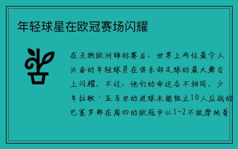 年轻球星在欧冠赛场闪耀